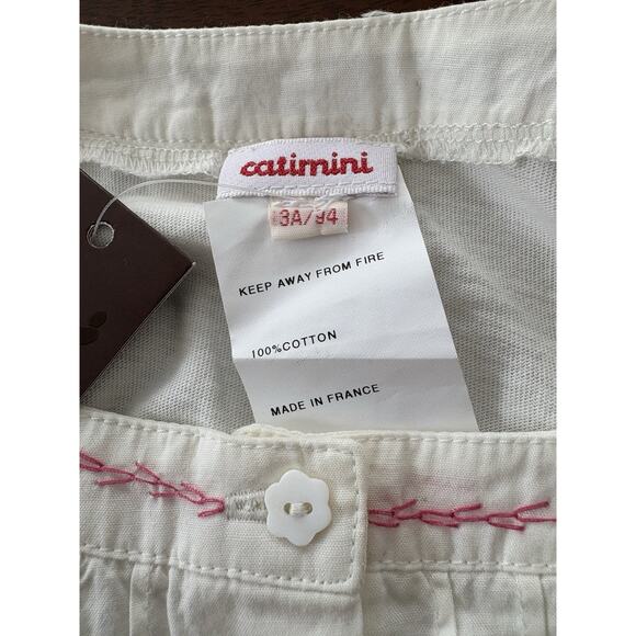 Catimini 3A Girls White w/Multicolored Embroidered Tee Shirt - Picture 8 of 9